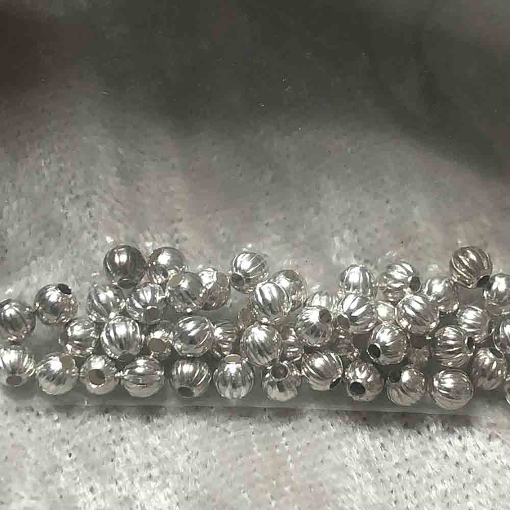 Silver Plated 4mm Fluted Round Beads