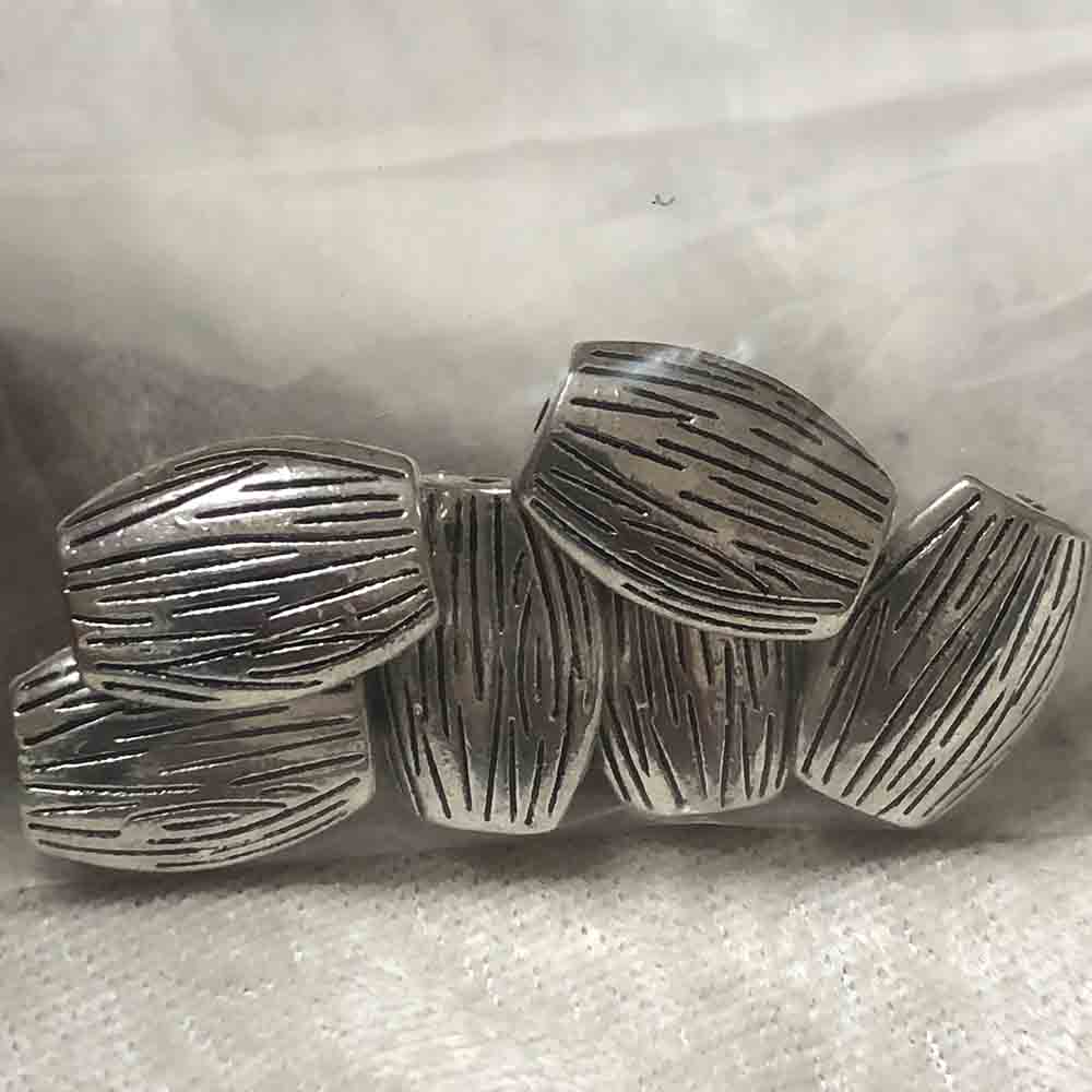 Pewter Long Textured Oval Beads