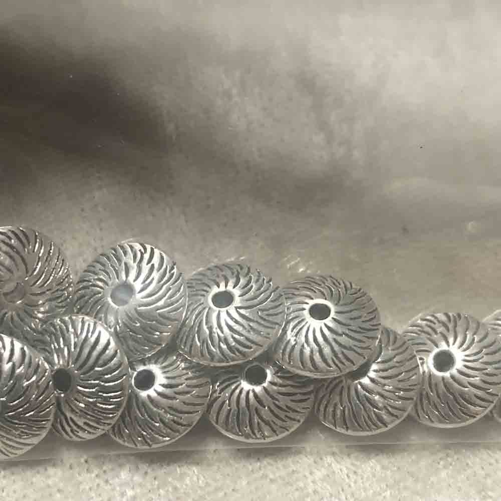 Pewter Swirled Disc Beads