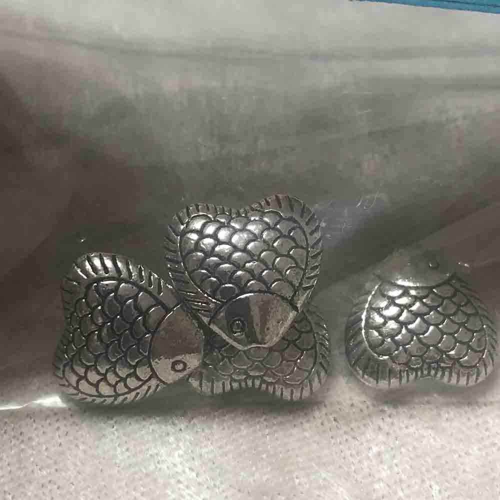 Pewter Heart Shape Tropical Fish Beads