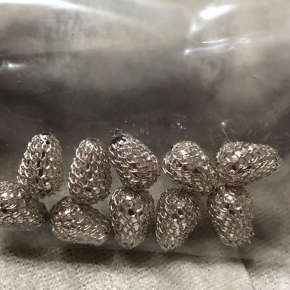 Silver Plated Netted Teardrop Beads