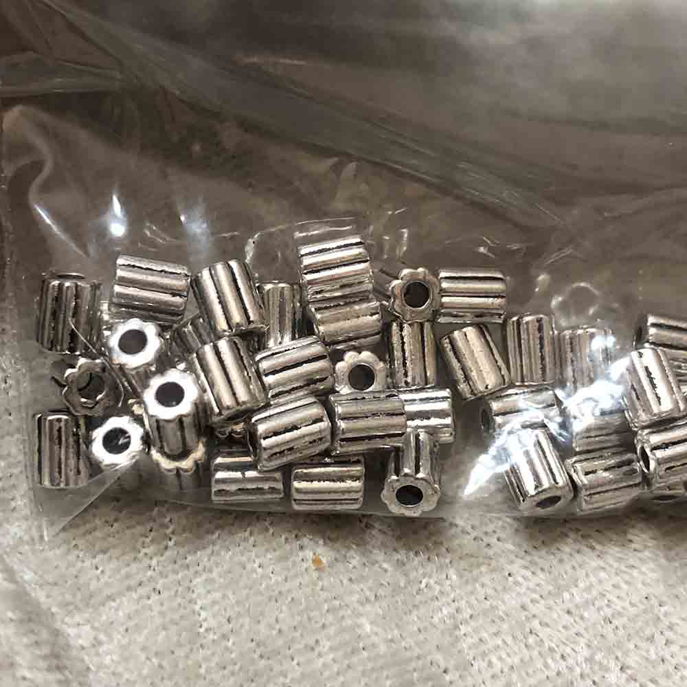 Pewter Fluted Cylinder Beads