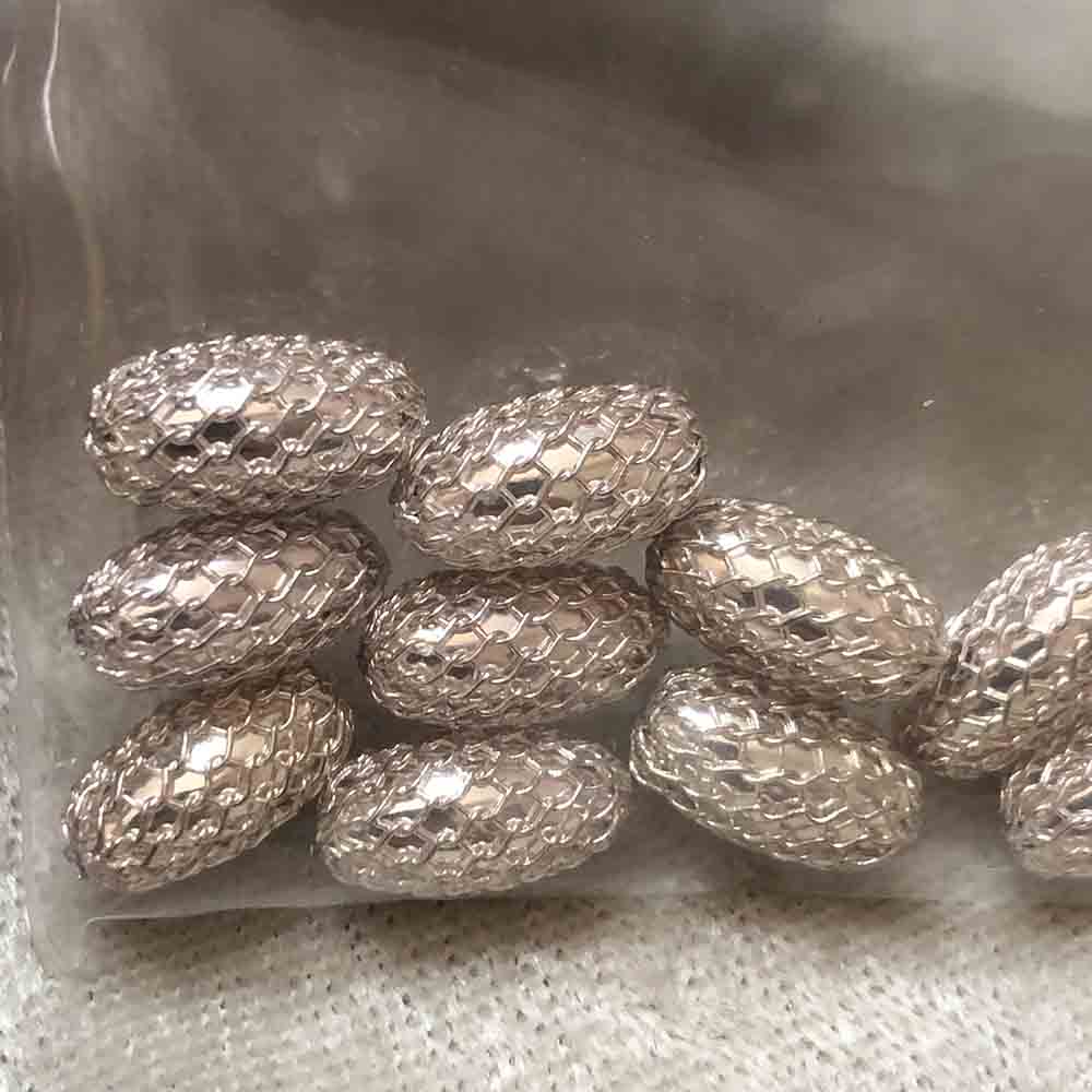 Silver Plated Netted Melon Beads