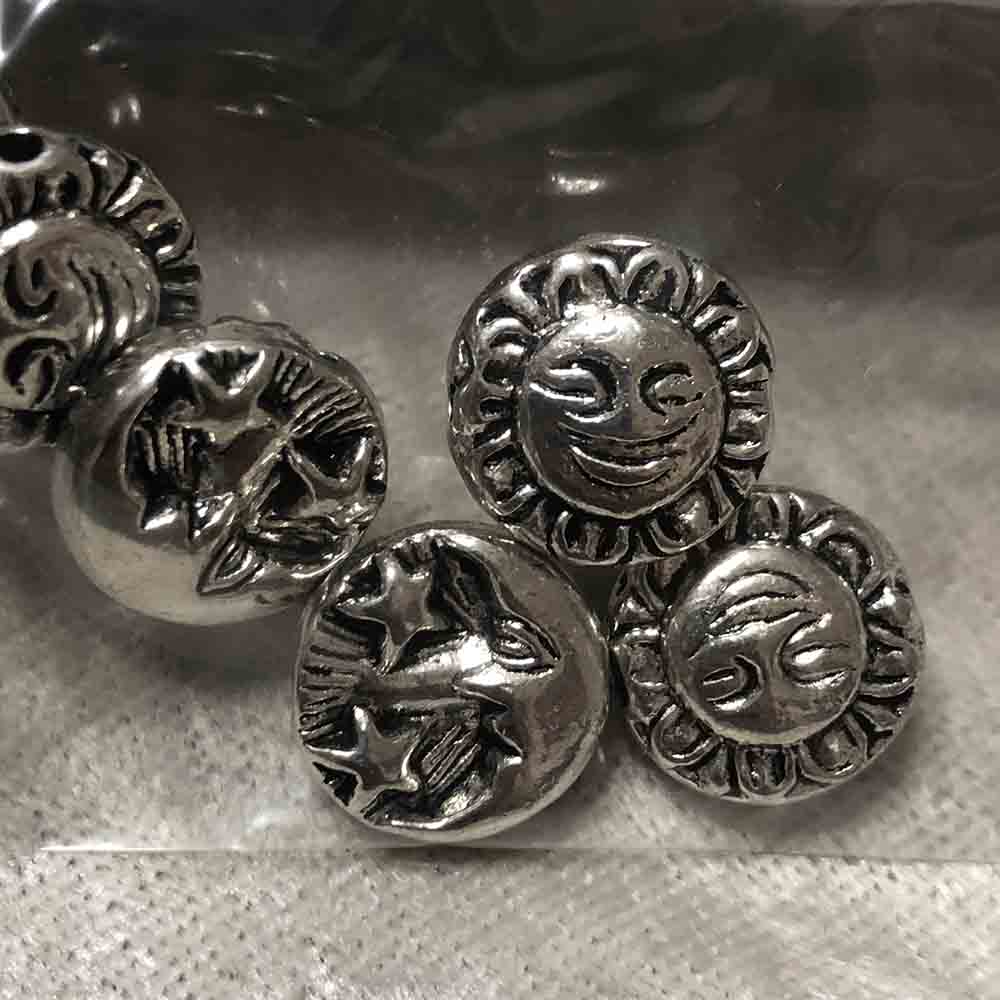 Pewter Sun Moon & Stars Beads