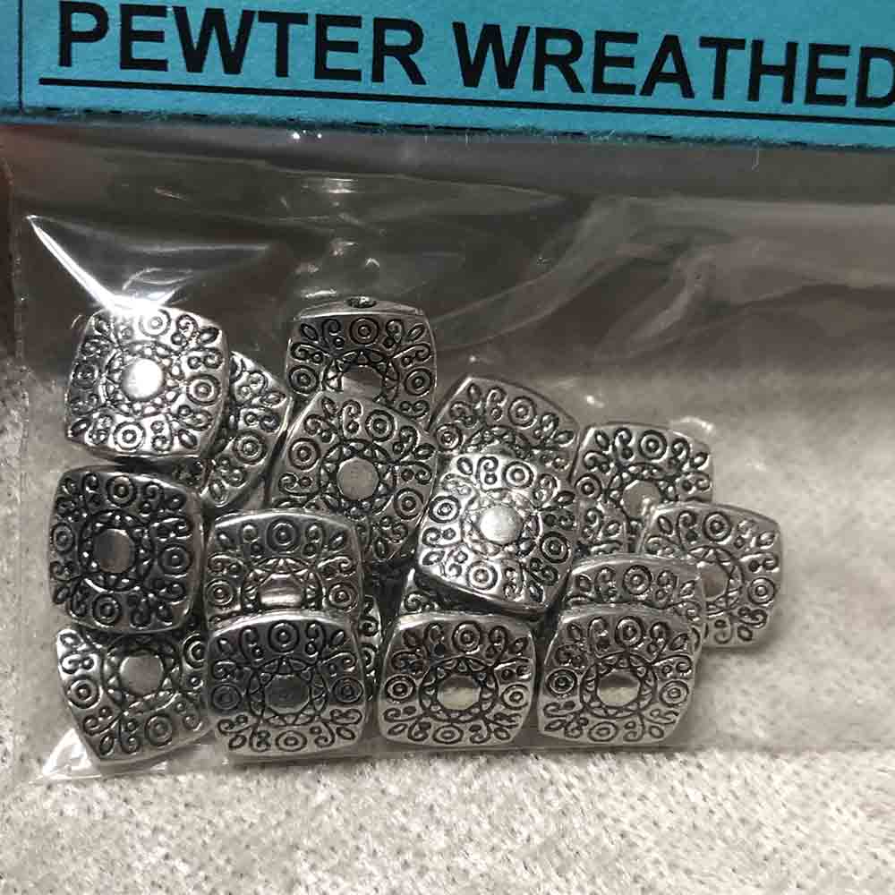 Pewter Wreathed Square Beads