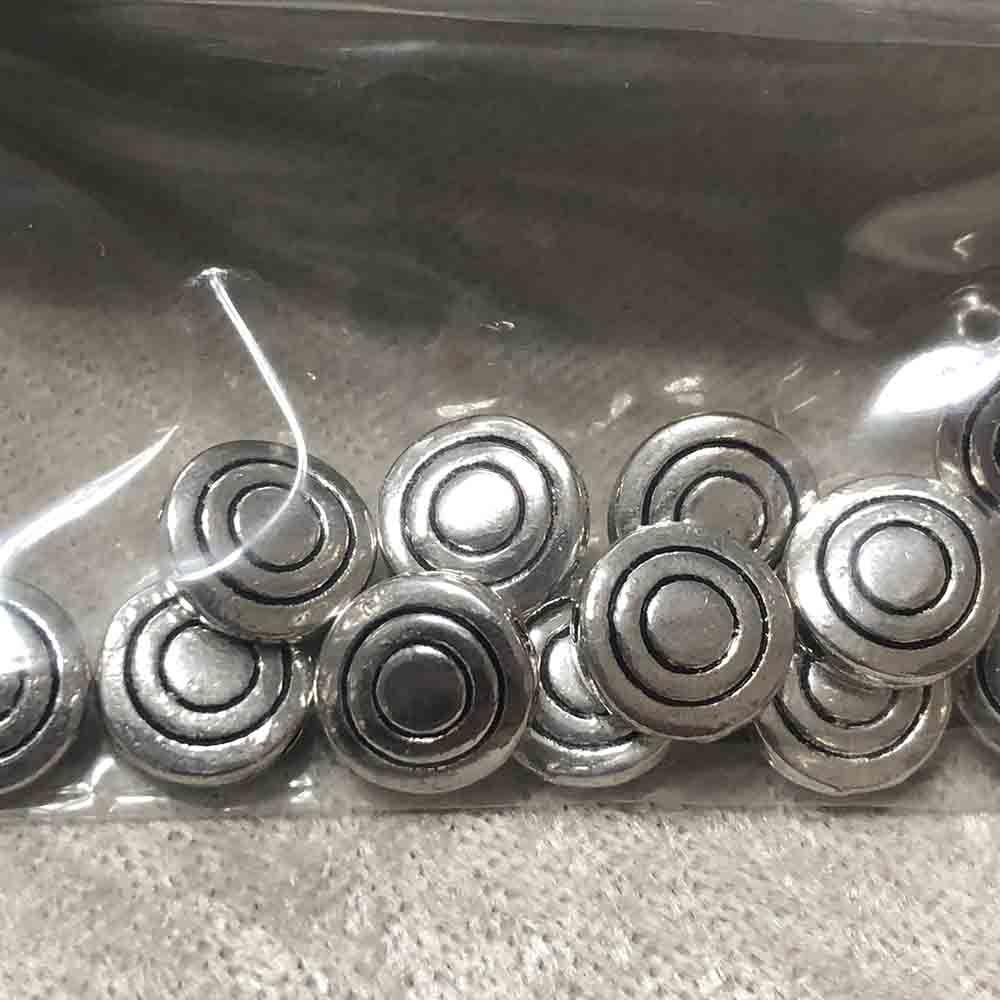 Pewter Bull's Eye Disc Beads