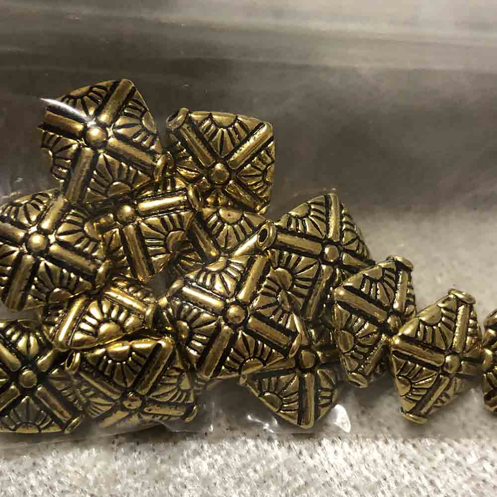 Gold Plated Bali Square Pillow Beads