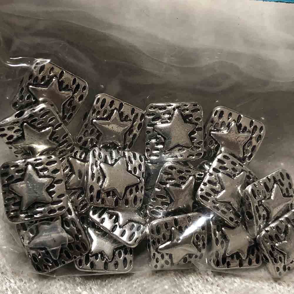 Pewter Lone Star Square Beads