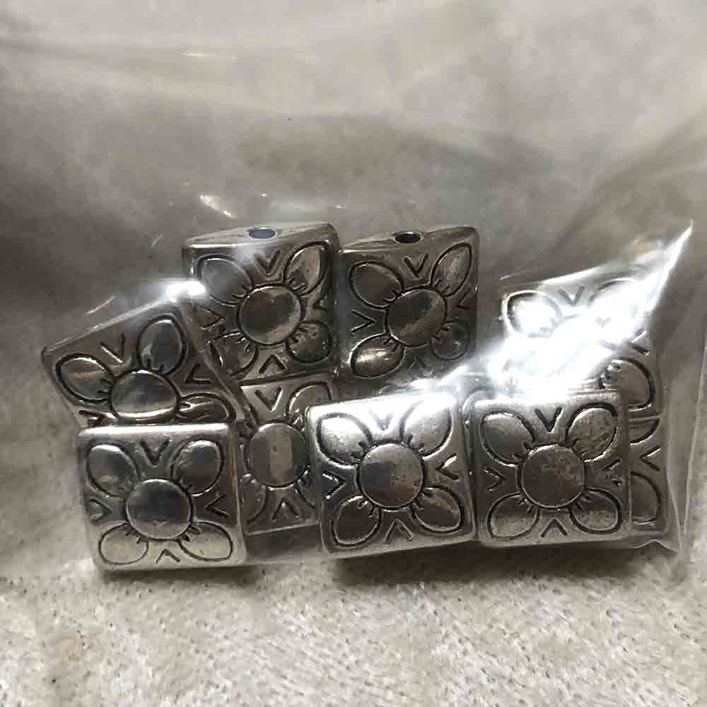 Pewter 4-Petal Square Beads