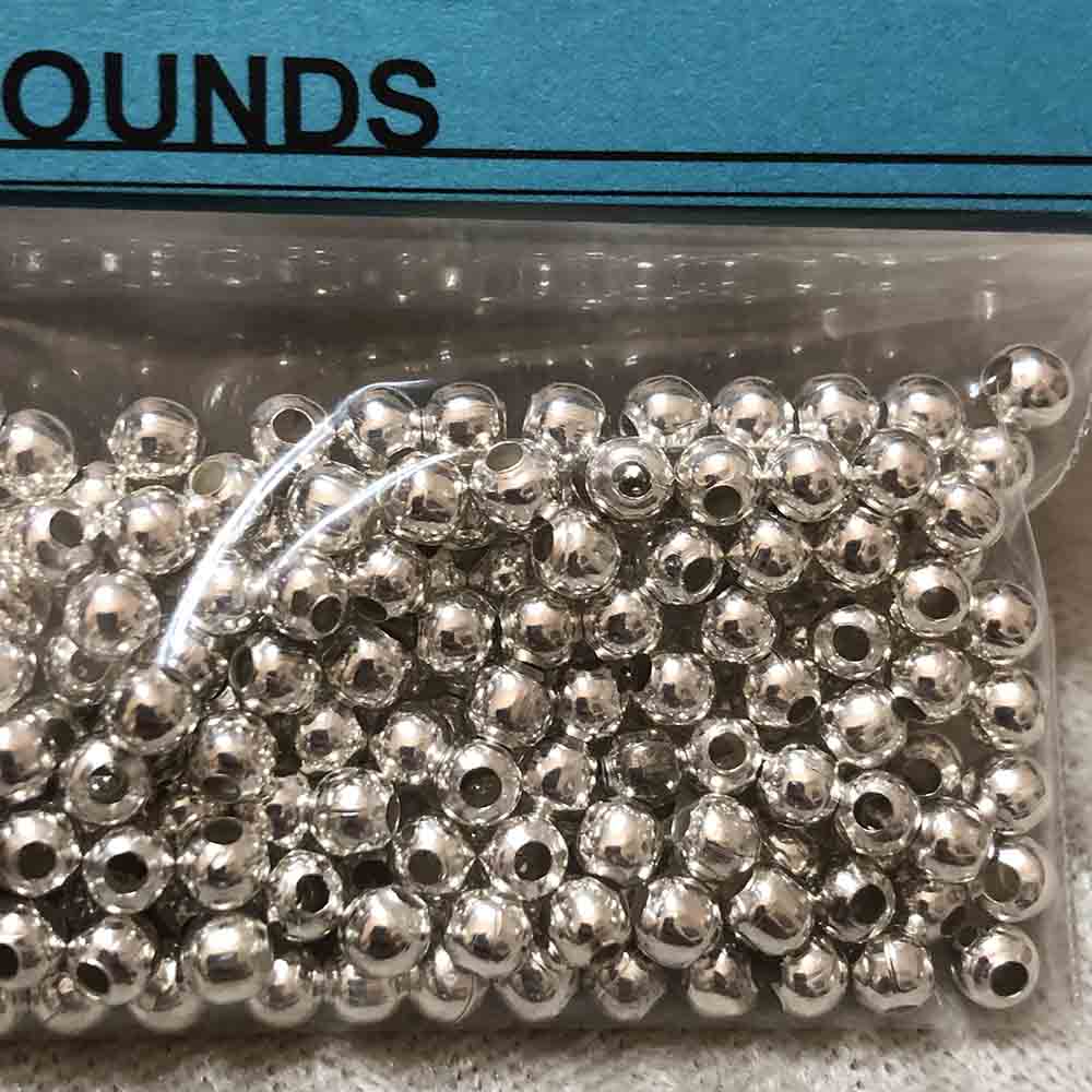 Silver Plated 4mm Round Metal Beads