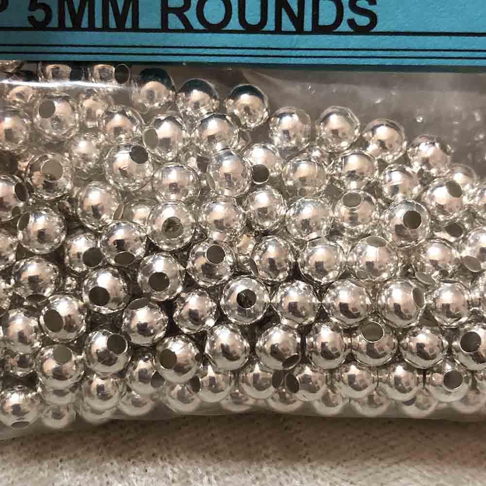 Silver Plated 5mm Metal Round Beads