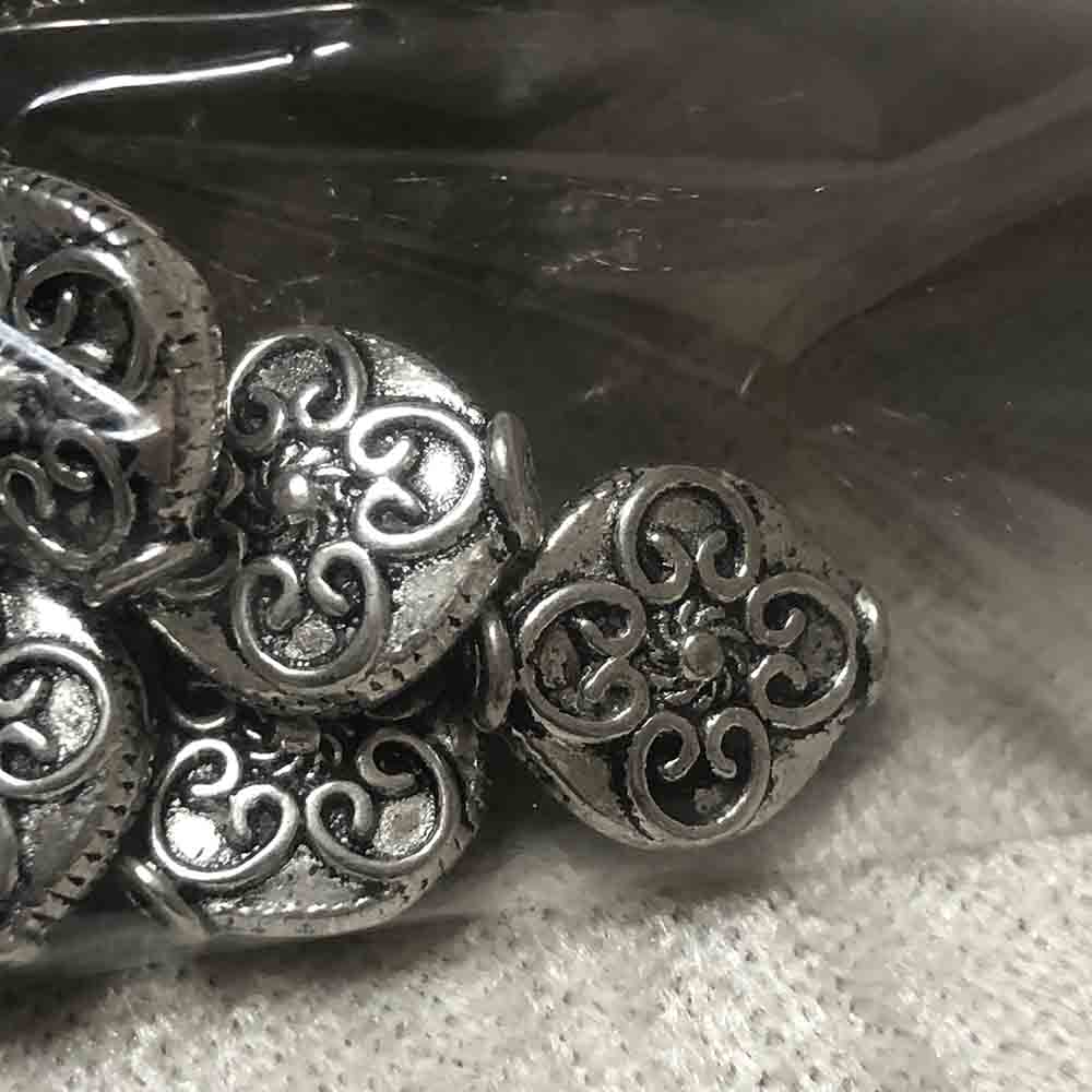 Pewter 4-Leaf Clover Square Beads