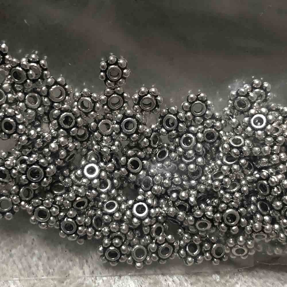 Pewter 1mm x 4mm Small Daisy Spacer Beads