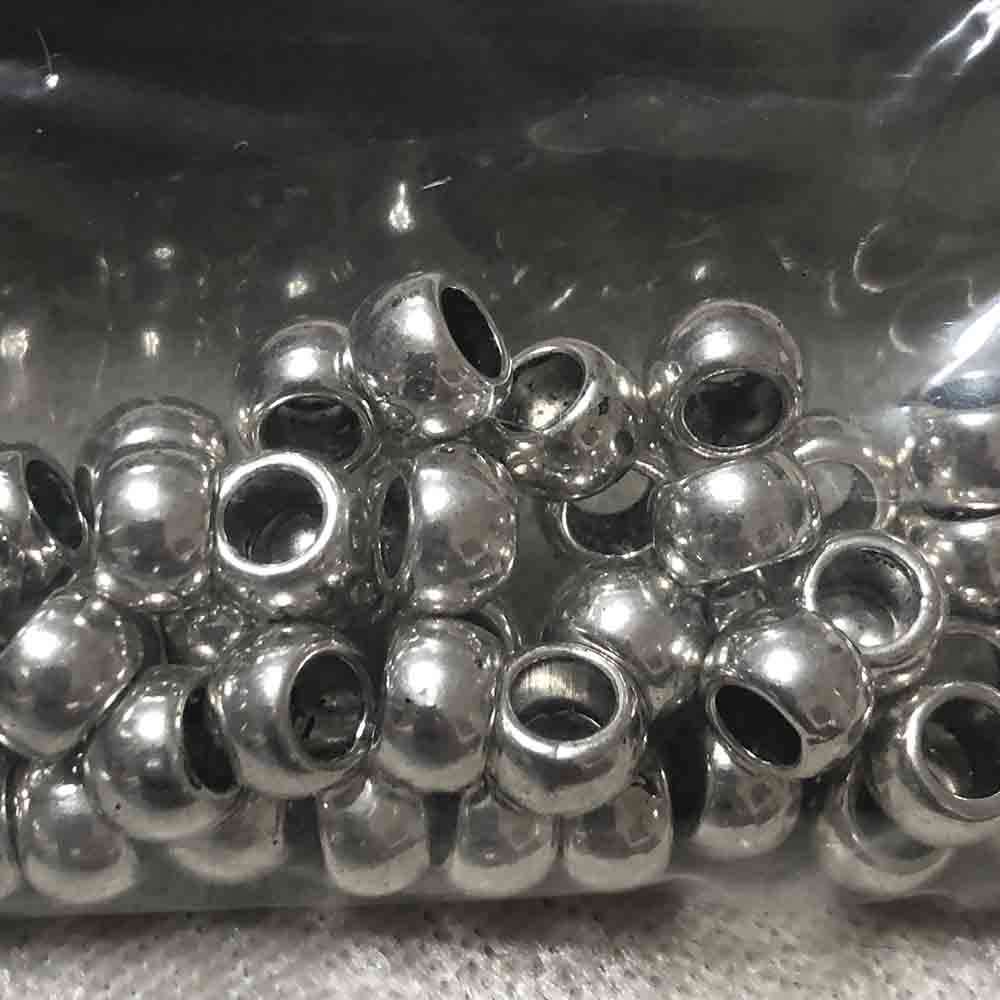 Pewter Large Hole Round Metal Beads