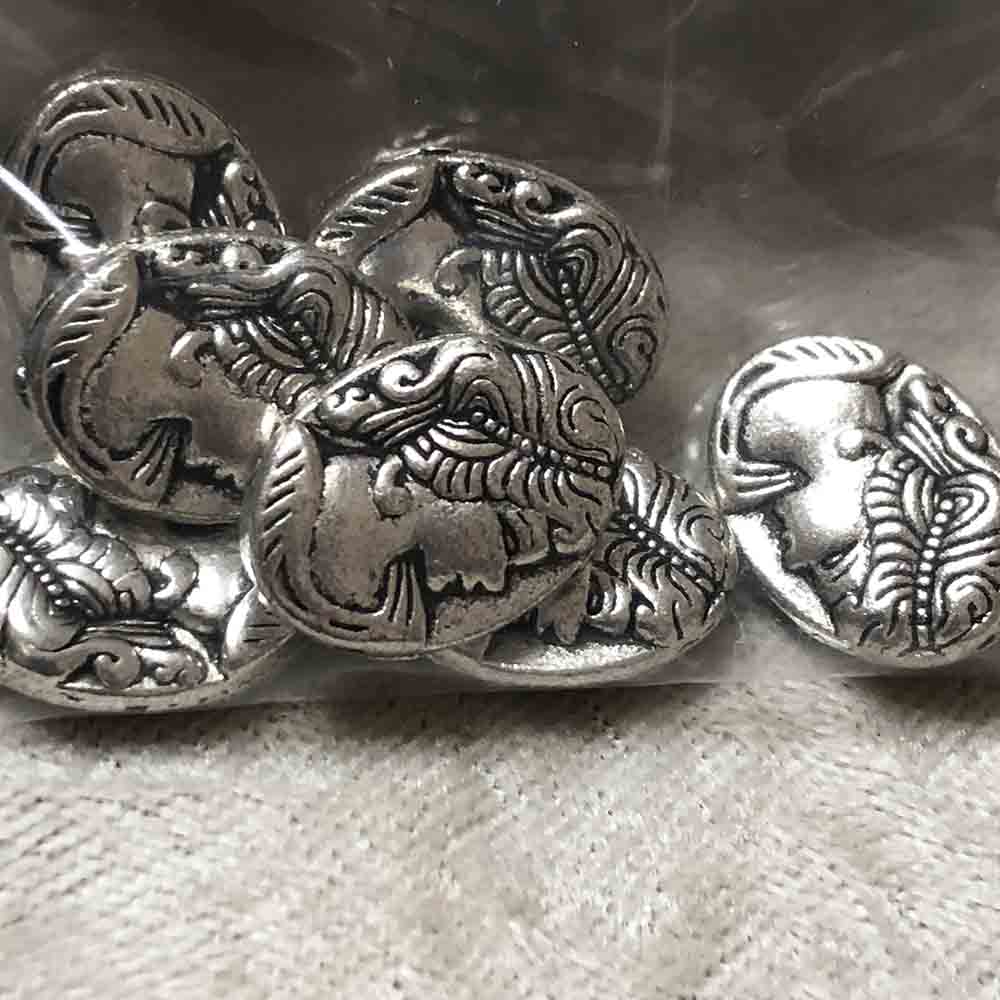 Pewter Two Sided Cameo Beads