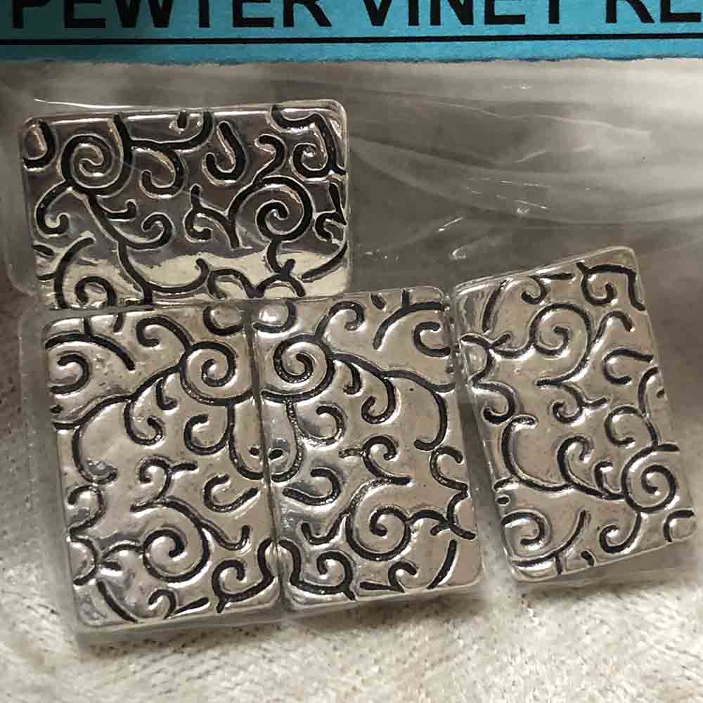 Pewter Viney Rectangle Beads