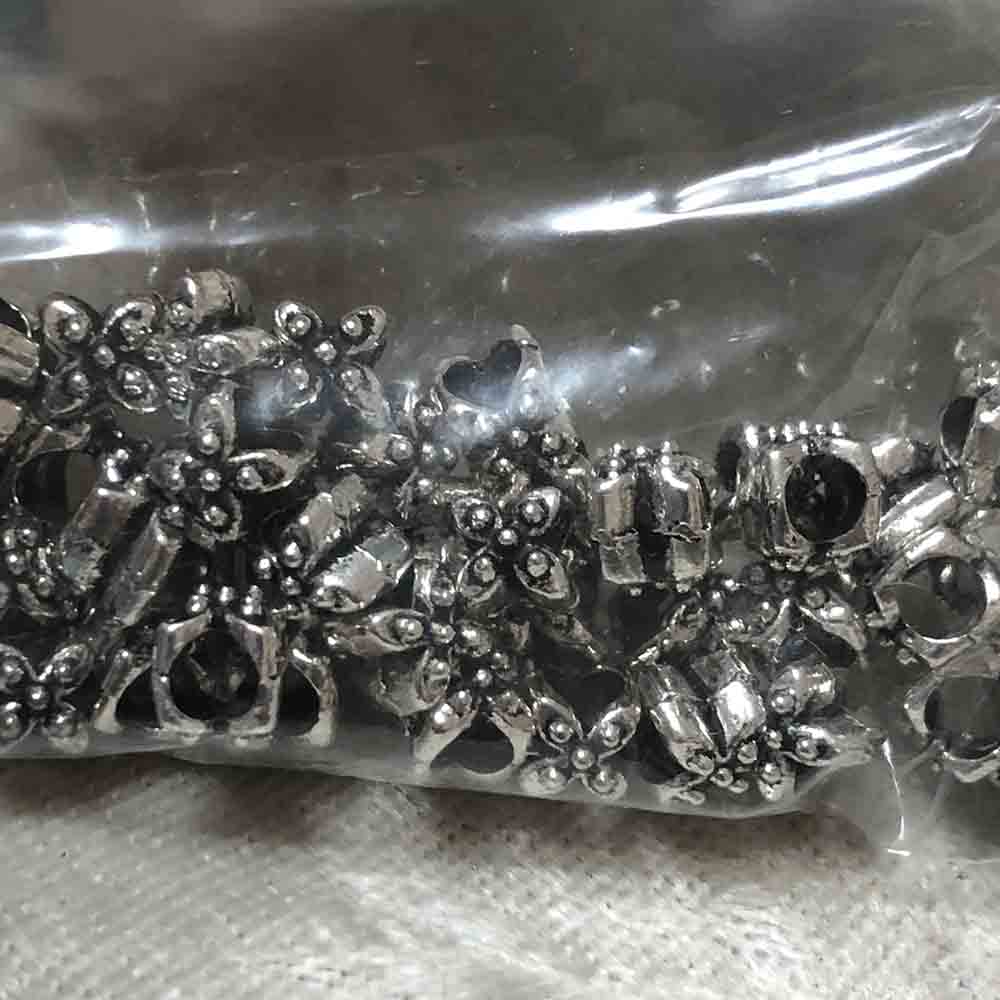 Pewter Large Hole Floral X Beads