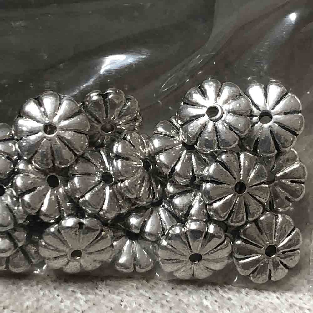 Pewter Puffy Daisy Disc Spacer Beads