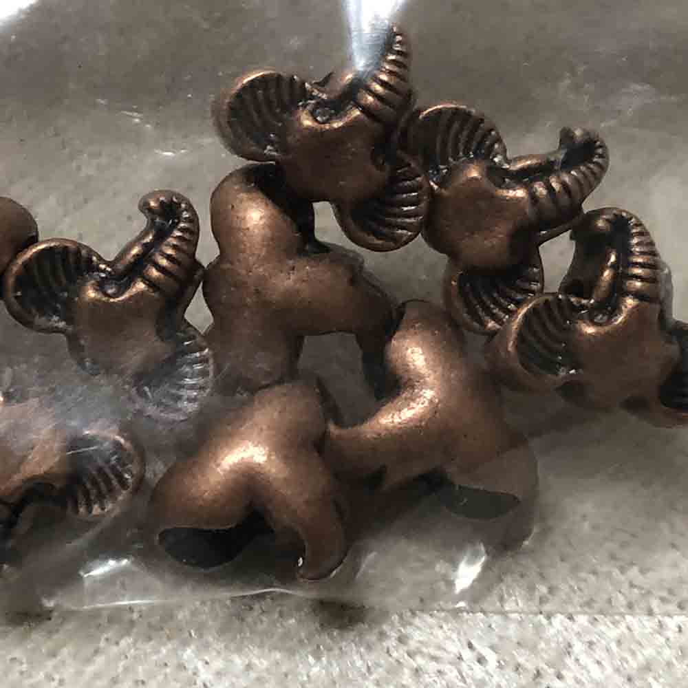 Antique Copper Large Hole Elephant Head Beads