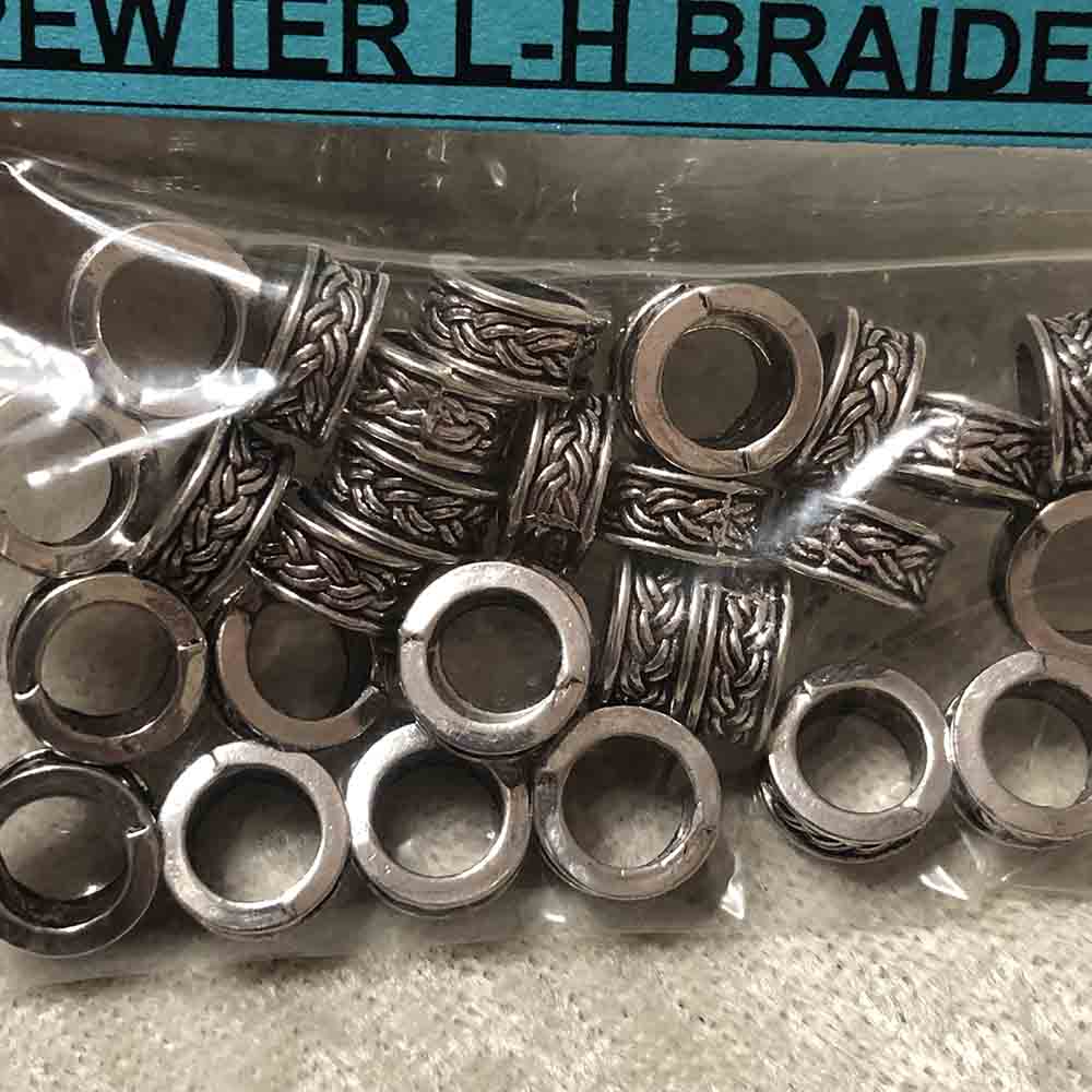 Pewter Large Hole Braided Band Beads