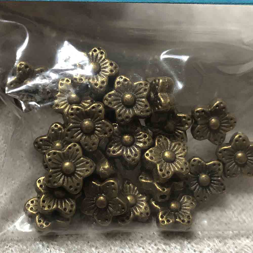 Antique Brass Five Petal Flower Beads