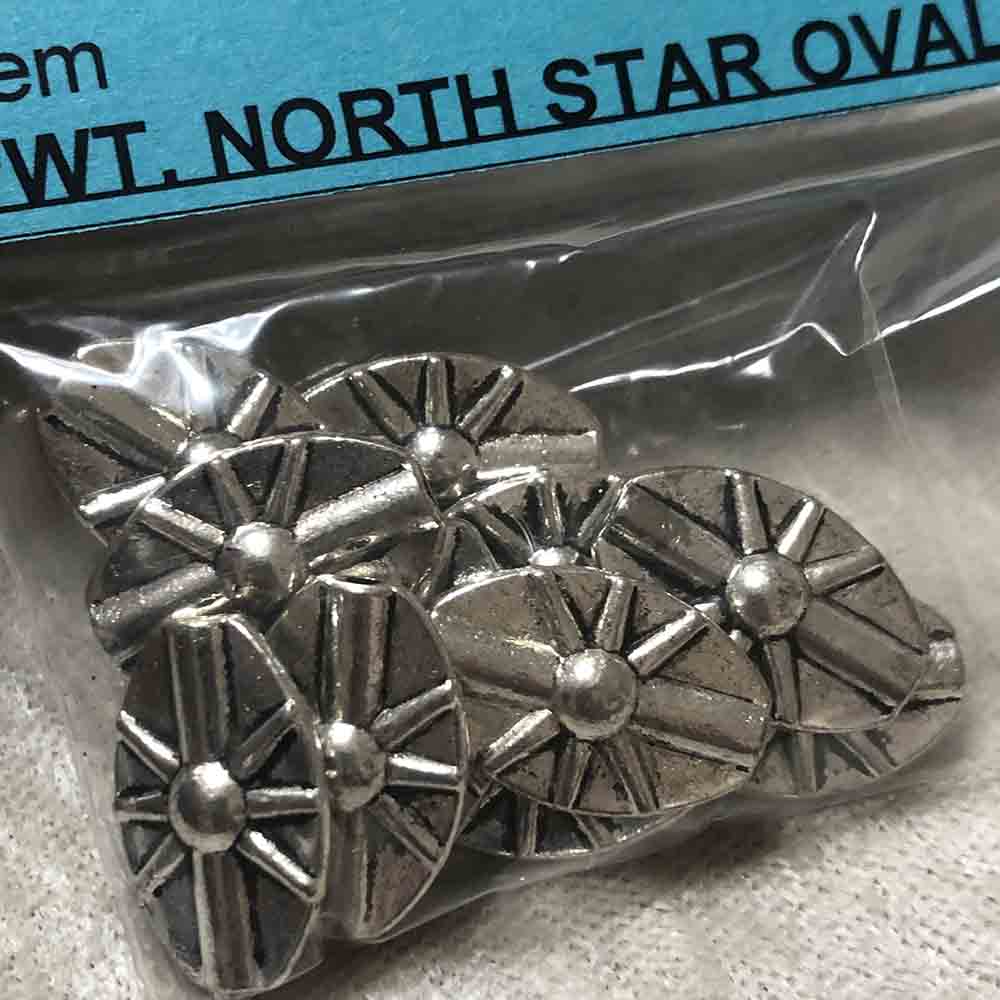 Pewter North Star Oval Beads