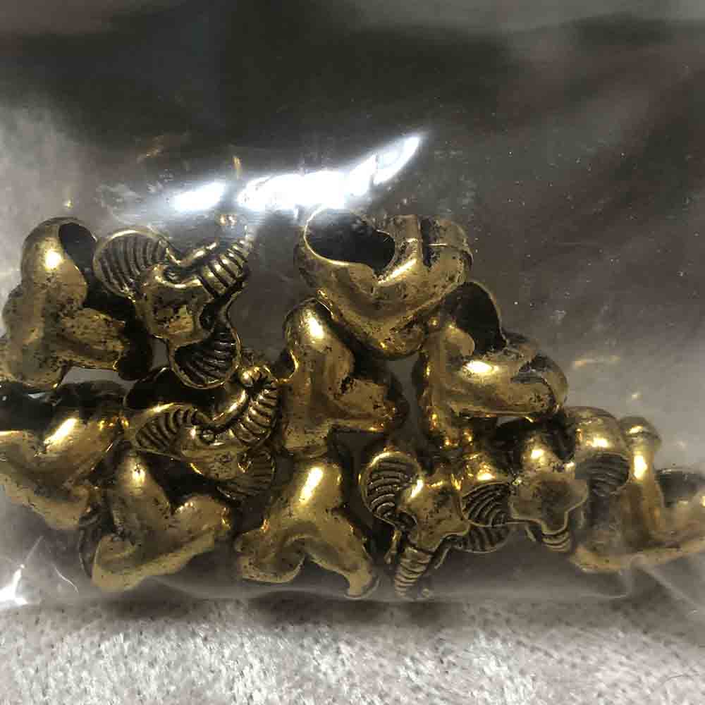 Gold Plated Large Hole Elephant Head Beads