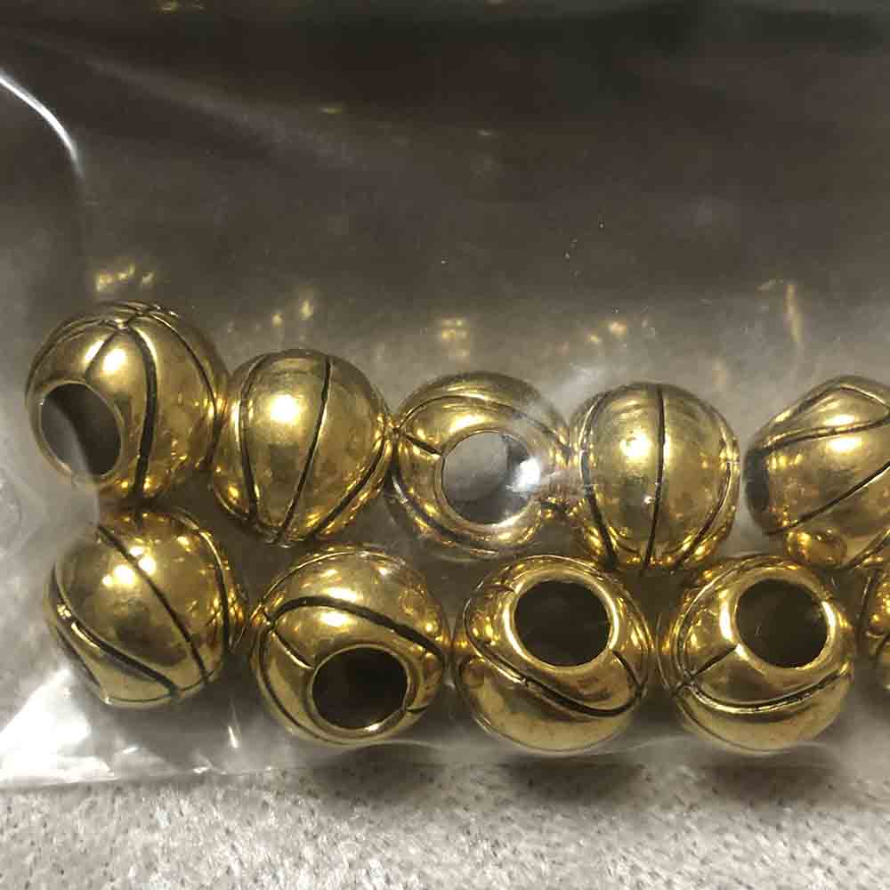 Gold Plated Large Hole Basketball Beads