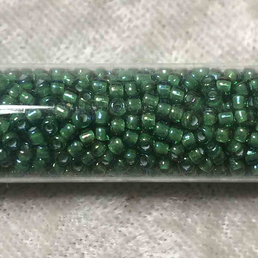 11/0 White Lined Green AB 331G Japanese Seed Beads