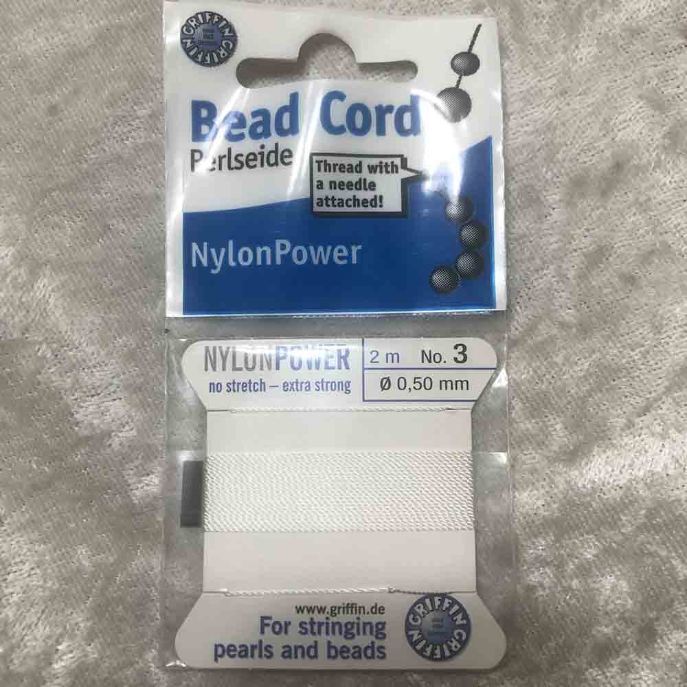 No. 3 Nylon White Bead Cord