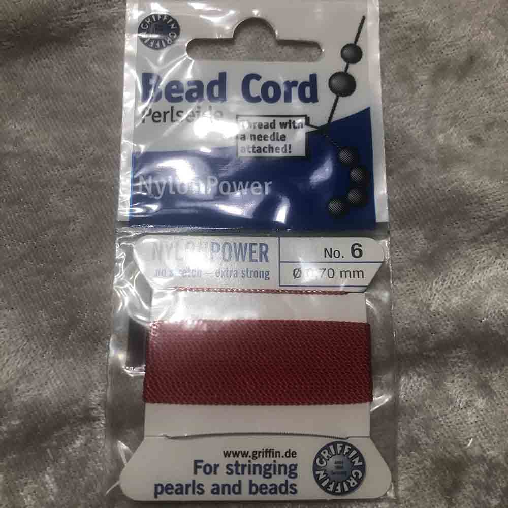 No. 6 Nylon Red Bead Cord