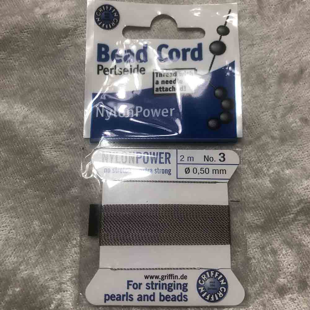 No. 3 Nylon Grey Bead Cord