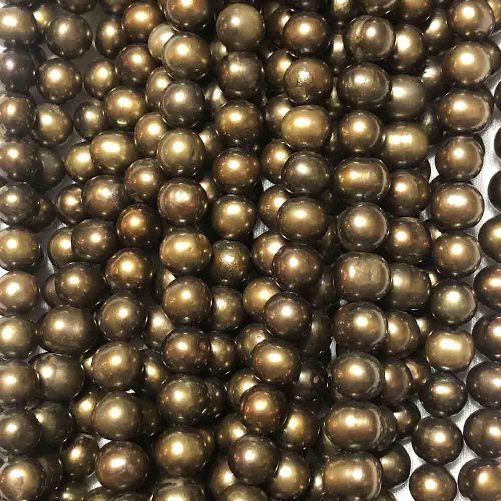 Light Bronze Off Round Smooth Cultured Pearls