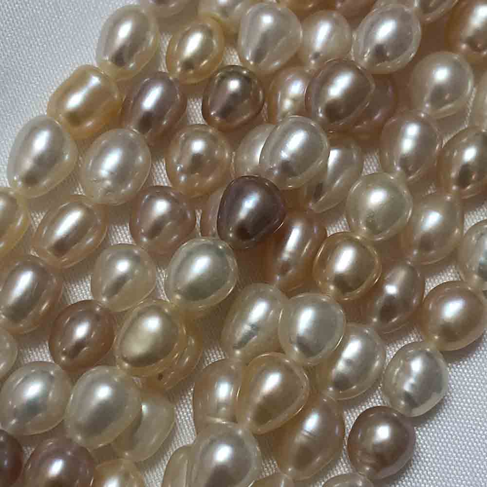 Medium Multi-Hued Smooth Oval Cultured Pearls