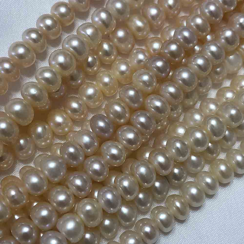 Medium Pink Cream Rondelle Shaped Cultured Pearls