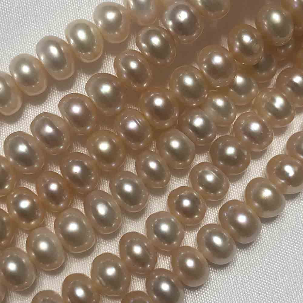 Medium Peach Cream Rondelle Cultured Pearls