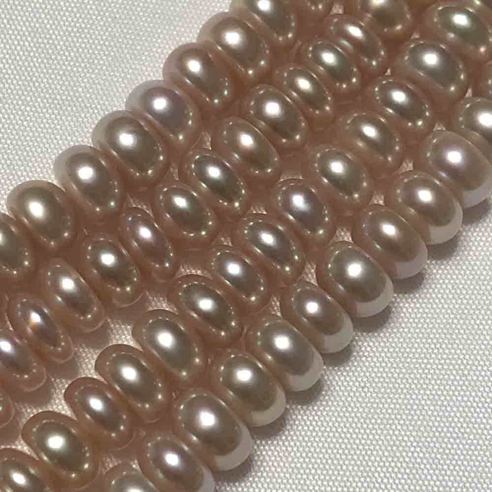 Medium Large Pink Cream Rondelle Cultured Pearls