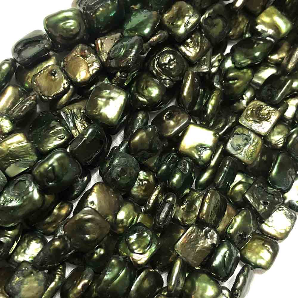 Green Iris Large Square Shaped Cultured Pearls