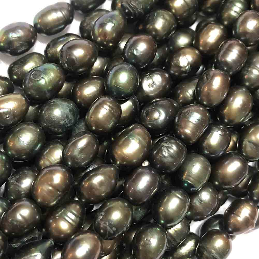 Large Green Purple Oval Cultured Pearls