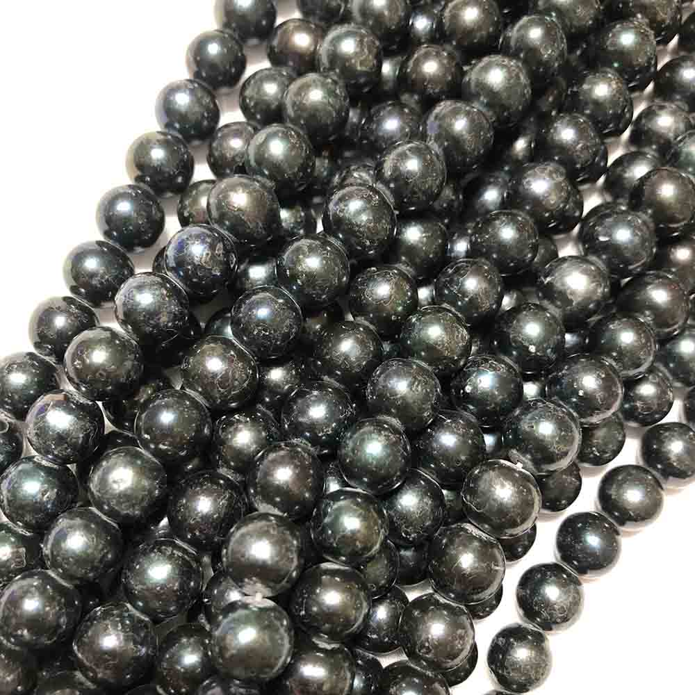 Large Dark Green Iris Round Cultured Pearls