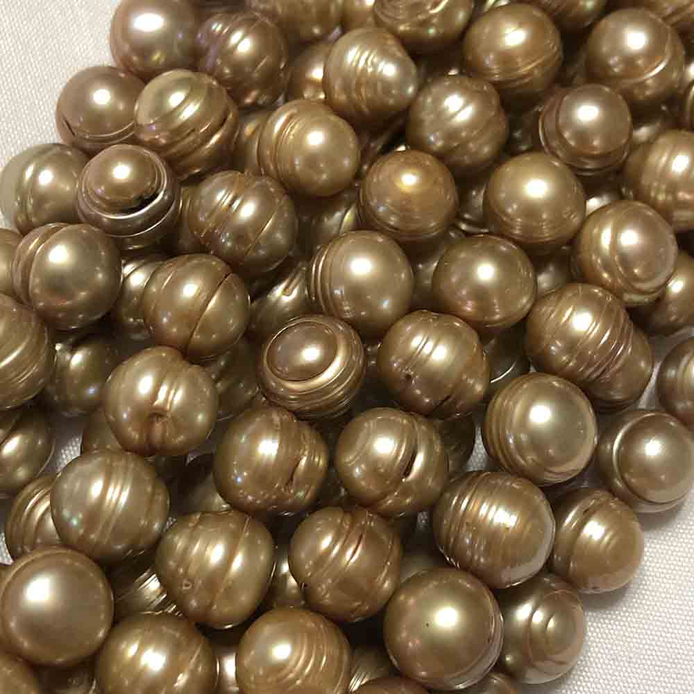 Large Light Gold Irregular Round Cultured Pearls