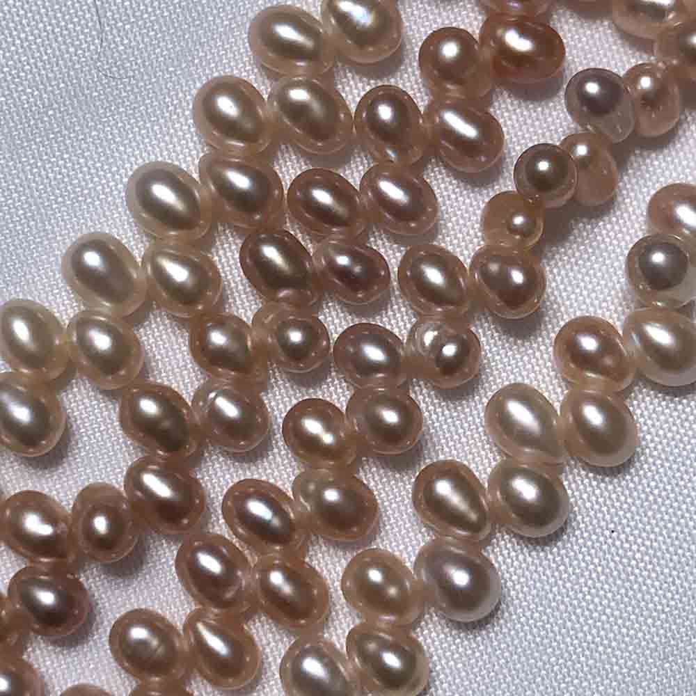 Small Peach Top Drilled Tear Drop Shaped Cultured Pearls