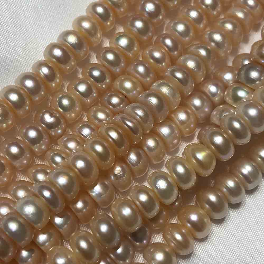 Medium Large Peach Cream Rondelle Cultured Pearls