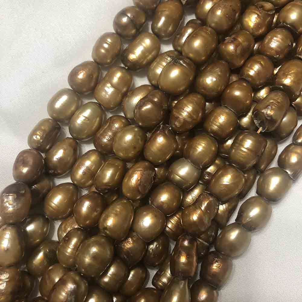 Large Gold Irregular Oval Cultured Pearls