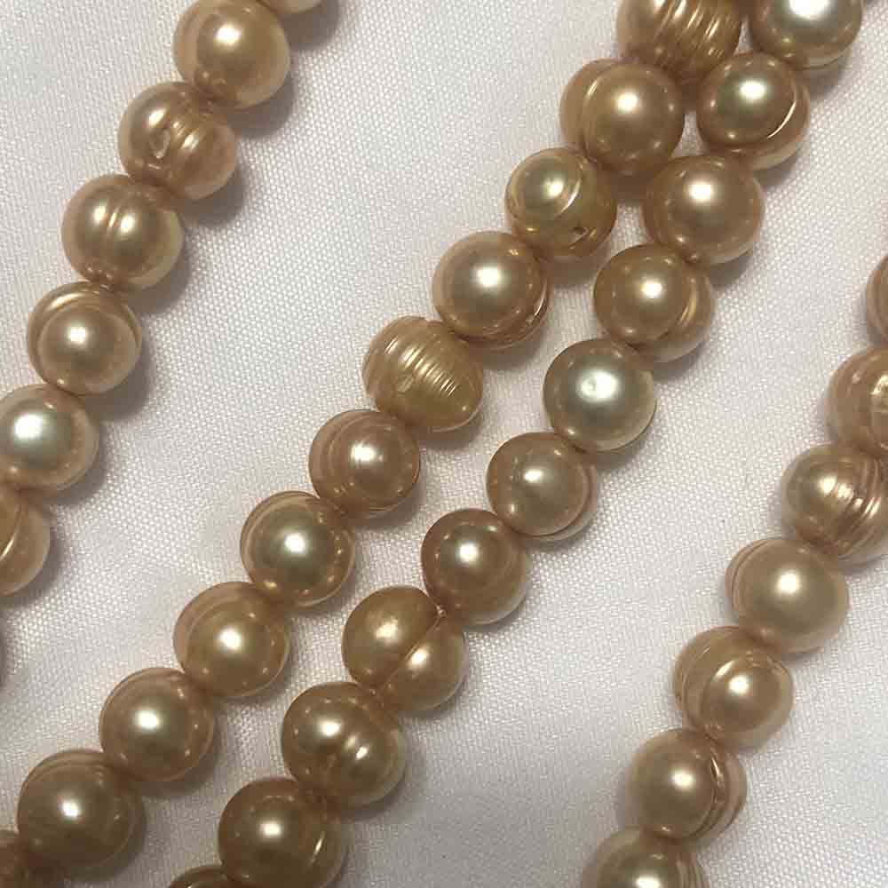 Medium Gold Semi-Round Irregular Cultured Pearls