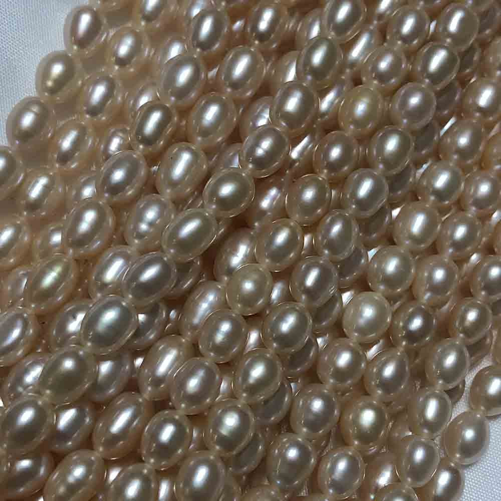 Medium Small Orange Cream Oval Shaped Cultured Pearls