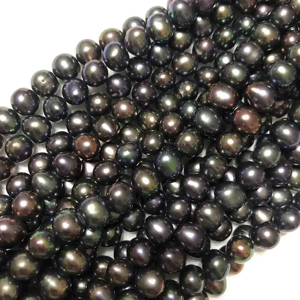 Medium Dark Purple Oblong Side-Drilled Cultured Pearls