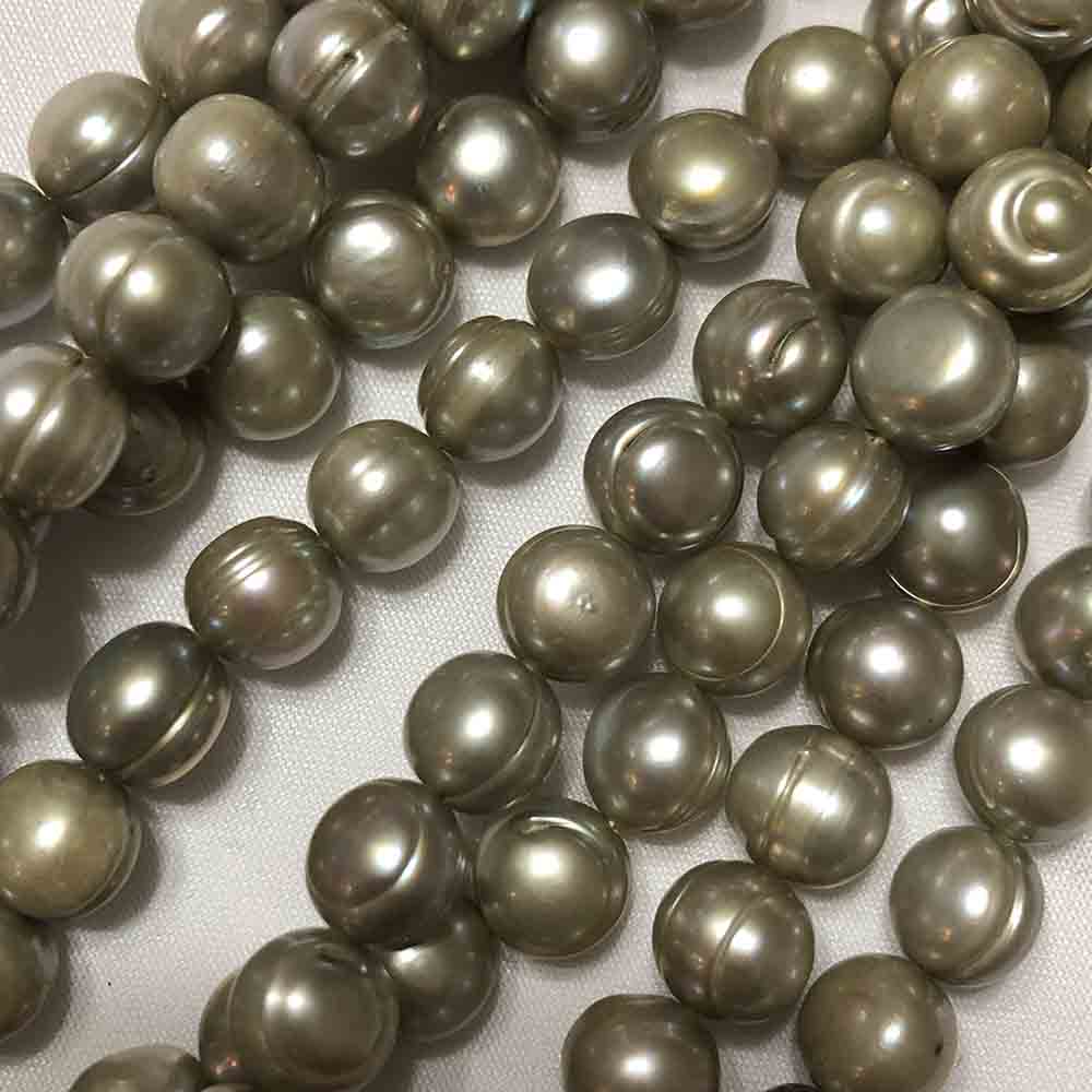 Medium Green Gold Irregular Round Cultured Pearls