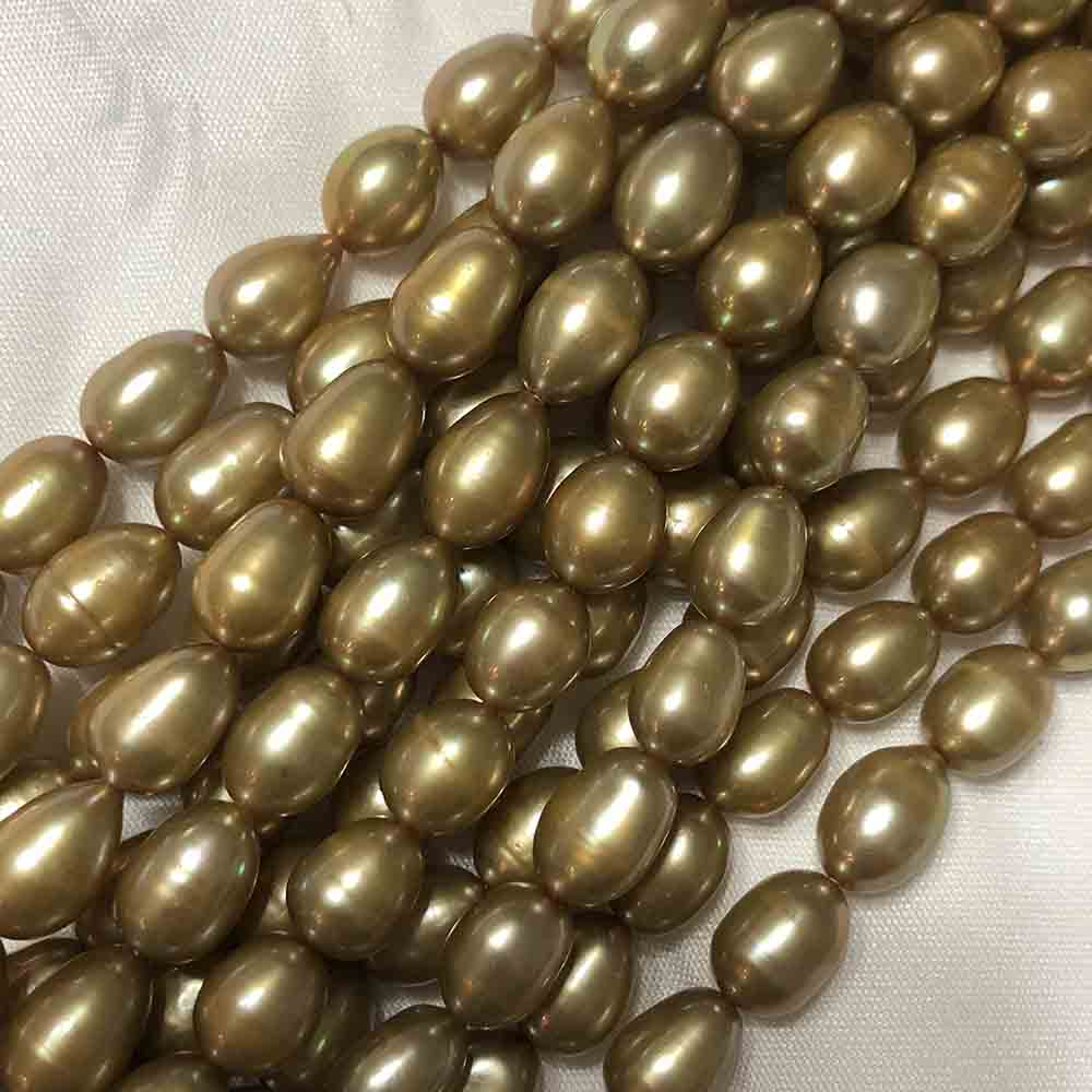 Medium Gold Oblong Shaped Cultured Pearls