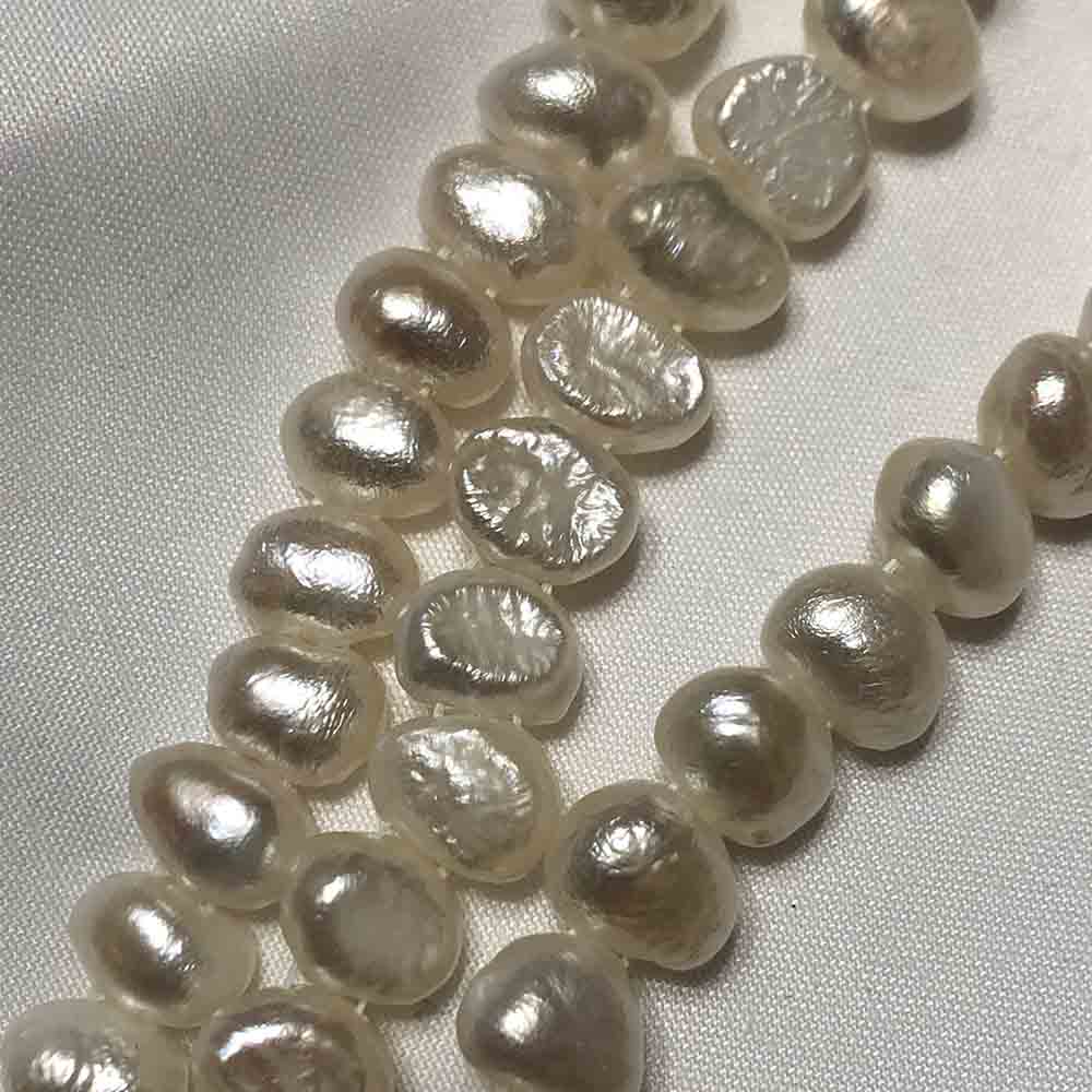 Medium Large White Iris Irregular Double Drilled Oblong Cultured Pearls